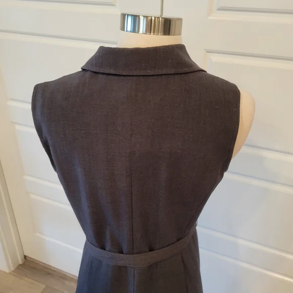 SANDRA DARREN Black Ruffled Gray Double- Breasted Blazer Midi Dress Size 10 - Picture 8 of 15